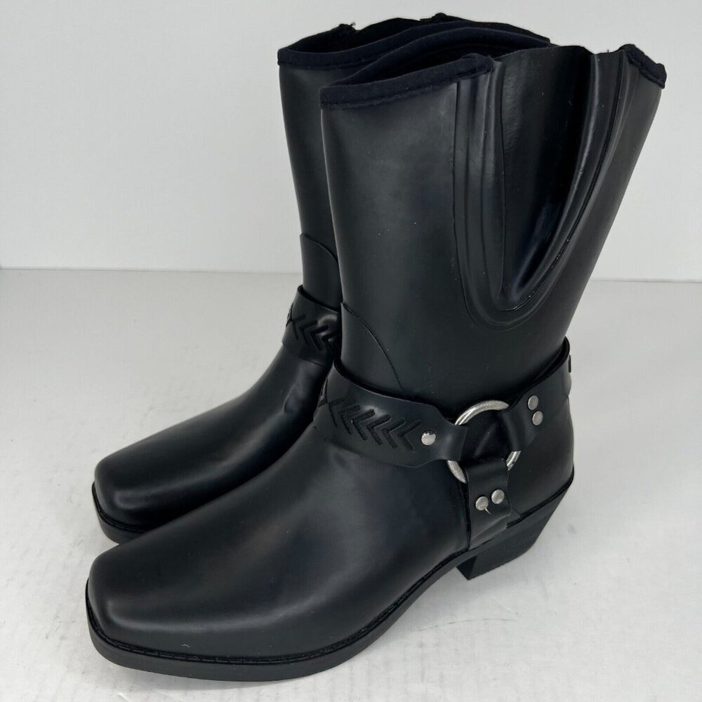 Bogs Womens Dakota Black WesternWaterproof Natural Sleek Rubber Size 7 Rainboots